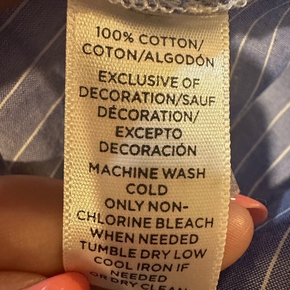 Loft Blue Striped Blouse with Floral Embroidery Size Small - Picture 4 of 5